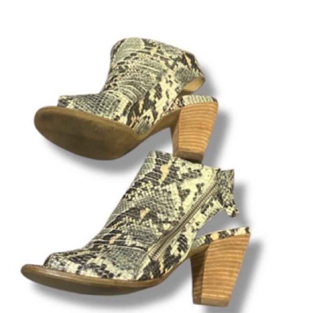 Paul Green Snakeskin Peep Toe Cone Block Heels Zip Size US 6 - Picture 11 of 11